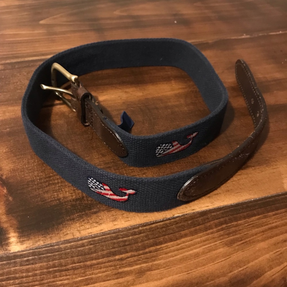 Vineyard Vines Boys American Flag Whale Belt